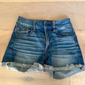 High rise denim stretch short